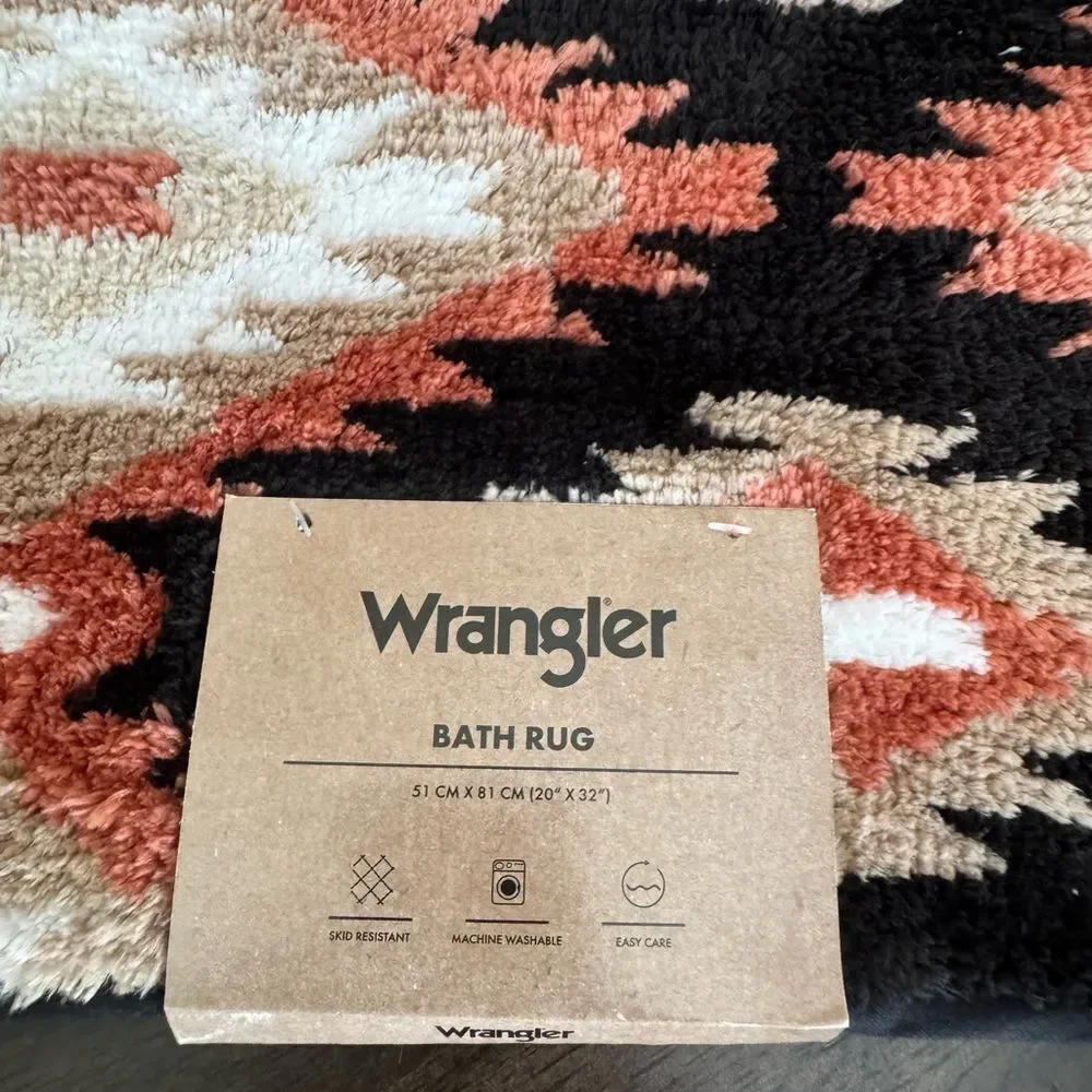 Wrangler Western Aztec Southwest Rust Orange Tribal Design Bath Rug Floor Mat